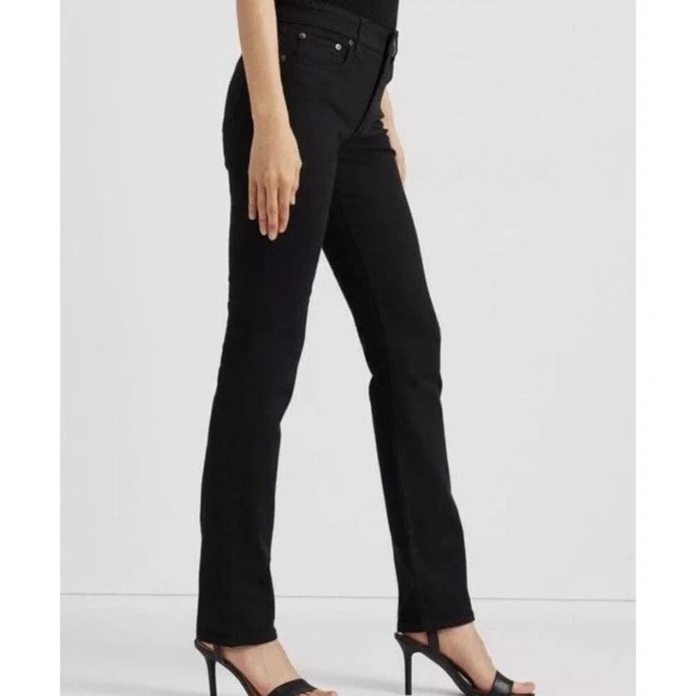 Lauren Ralph Lauren Mid Rise Classic Straight Jeans‎ Black Womens 18W - Picture 8 of 8